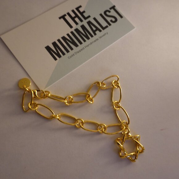 NEW Jewish Star Charm Bracelet 24k gold plated - Picture 3 of 3